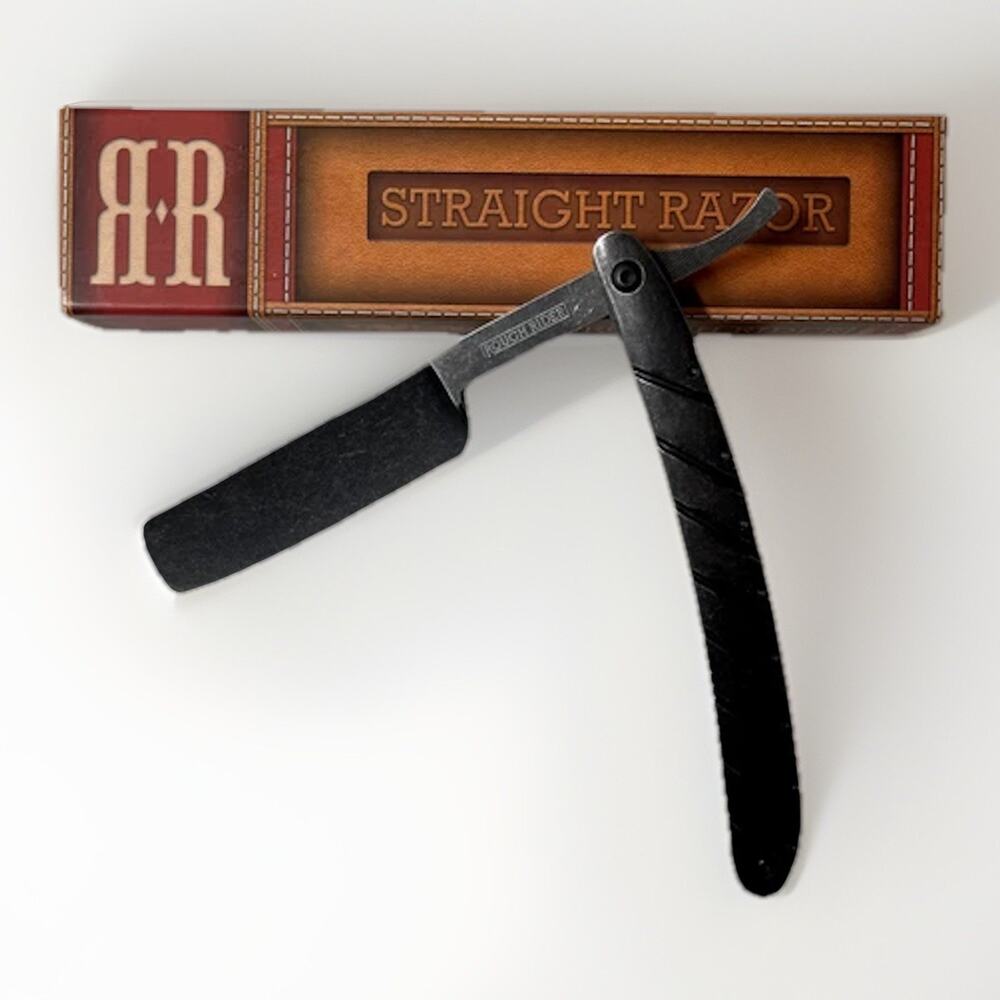 Rough Rider Shaving Straight Razor Stonewashed Folding Blade Stainless Handle
